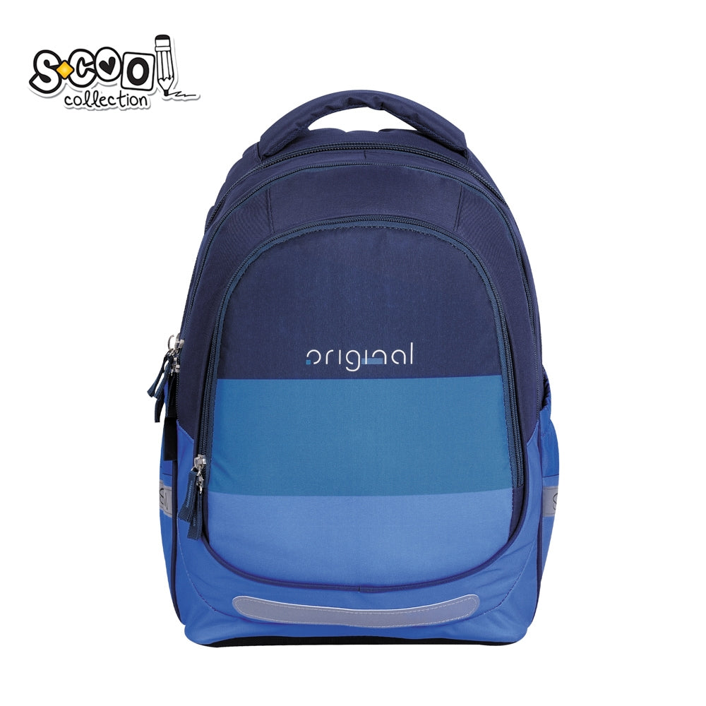 Ghiozdan anatomic ultra-usor S-COOL model Original 41 cm design premiat 2023 spate respirabil buzunar frontal protejat si benzi reflectorizante