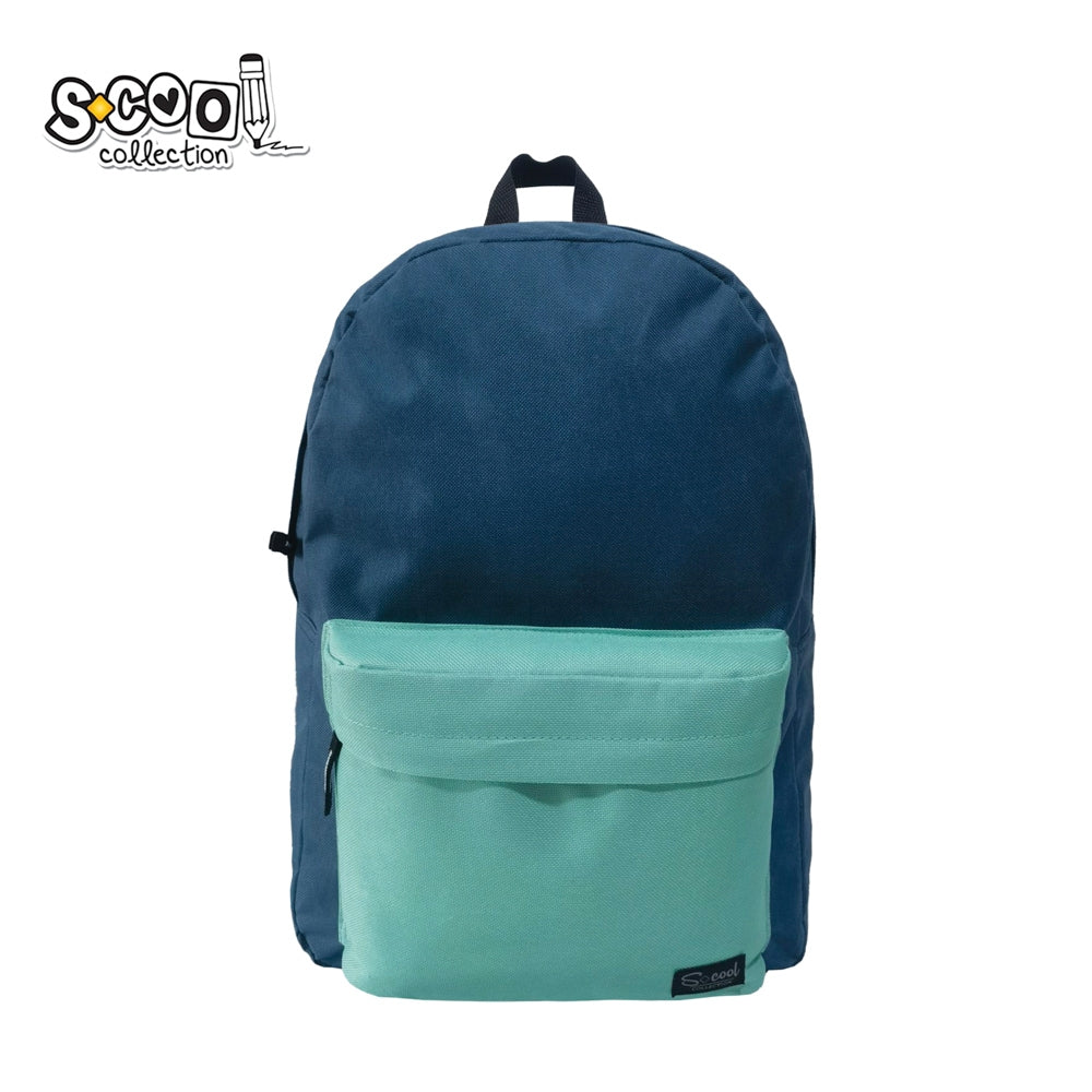 Ghiozdan S-Cool Classic bleumarin și turcoaz din poliester 600D cu spate buretat și bretele reglabile