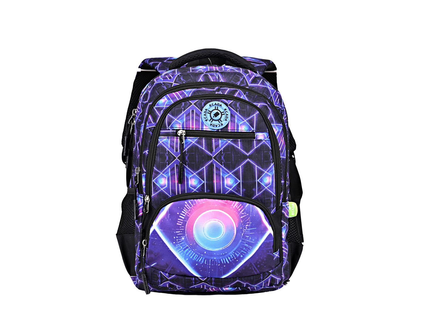 Ghiozdan scoala Ecada 614504 multicolor inaltime 41 cm pentru gimnaziu cu bretele buretate si compartimente multiple
