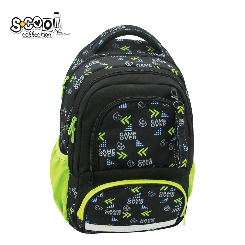 Ghiozdan ergonomic, compartiment laptop, GAME OVER, 42x31x16 cm - S-COOL