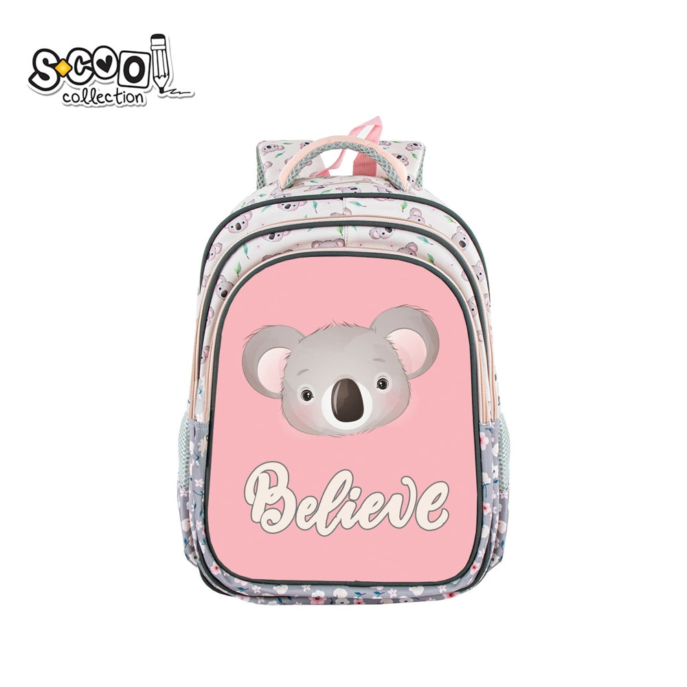 Ghiozdan fete S-COOL model 3D Believe 38 cm cu carcasa frontala din spuma EVA compartiment principal cu separator spate anatomic si curea transversala piept