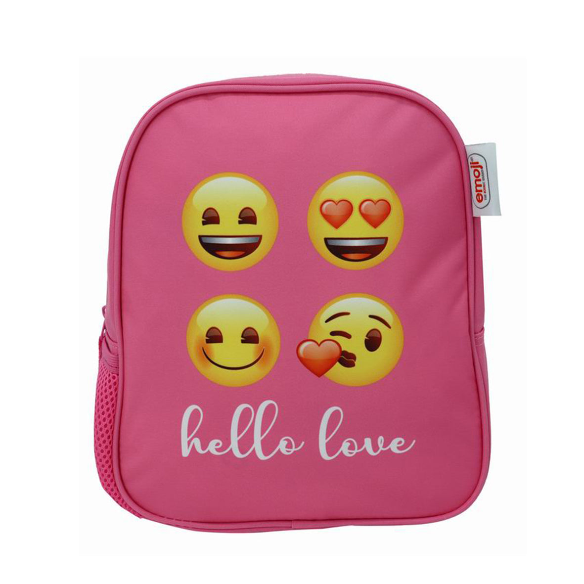 Ghiozdan gradinita fete Pigna model Emoji Classic roz cu un compartiment bretele buretate reglabile si buzunar lateral apa