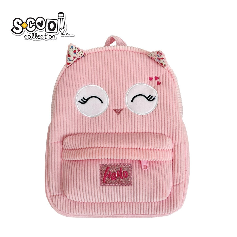 Ghiozdan gradinita fete S-COOL model Baby Animals Bird din plus reiat roz cu sclipici greutate 0.16kg compartiment captusit si bretele reglabile