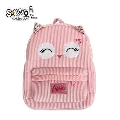 Ghiozdan gradinita fete S-COOL model Baby Animals Bird din plus reiat roz cu sclipici greutate 0.16kg compartiment captusit si bretele reglabile