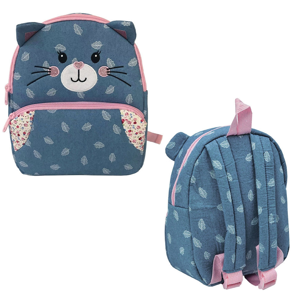 Ghiozdan gradinita S-COOL model Kitty 28 cm albastru cu urechi broderie si sclipici bretele buretate reglabile material ultra-usor