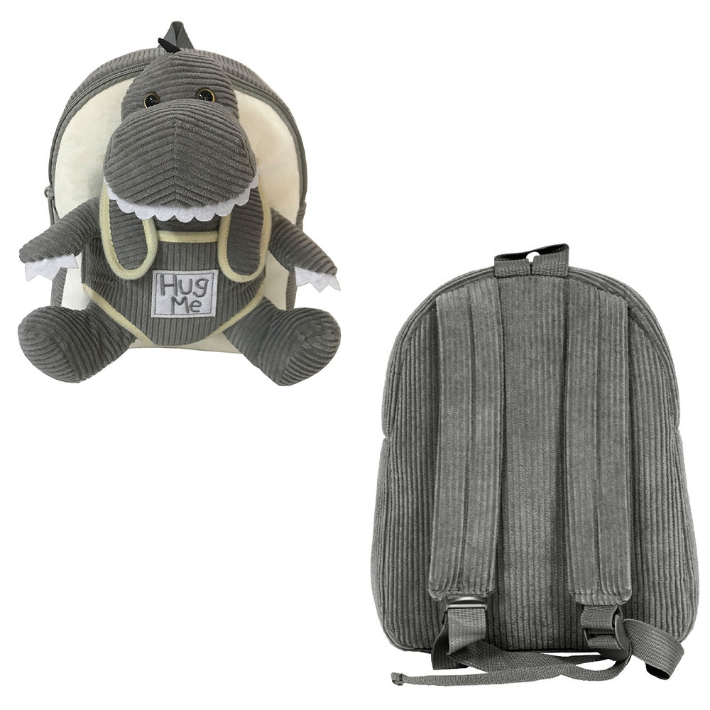 Ghiozdan gradinita S-COOL model Baby Animals Rhino din plus reiat gri cu jucarie rinocer detasabila greutate 0.24kg compartiment captusit si bretele buretate