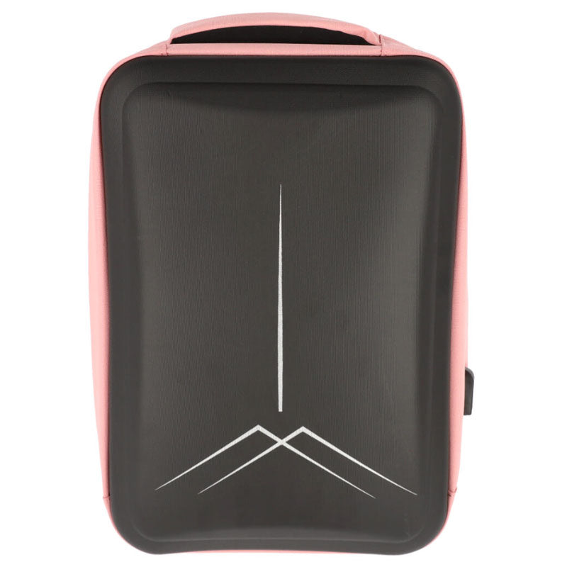 Ghiozdan laptop Pigna Pink IT roz-negru 41 cm cu protectie frontala rigida 3 compartimente si port incarcare dispozitive mobile design elegant pentru femei