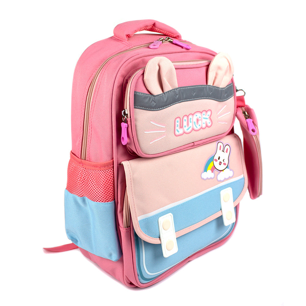Ghiozdan școlar Luck pentru fete 41x29x16 cm cu 3 compartimente și penar etui inclus