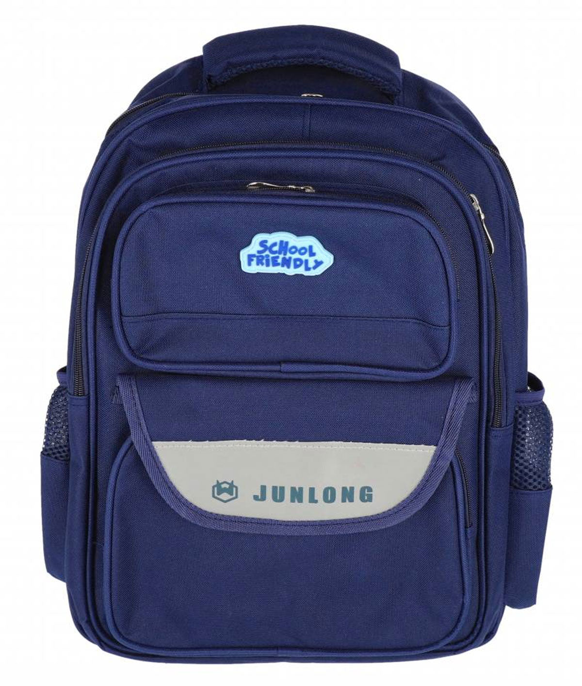 Ghiozdan scolar Pigna bleumarin pentru clasele 1-4 cu 4 compartimente 2 fermoare bretele captusite si buzunare laterale 42 cm