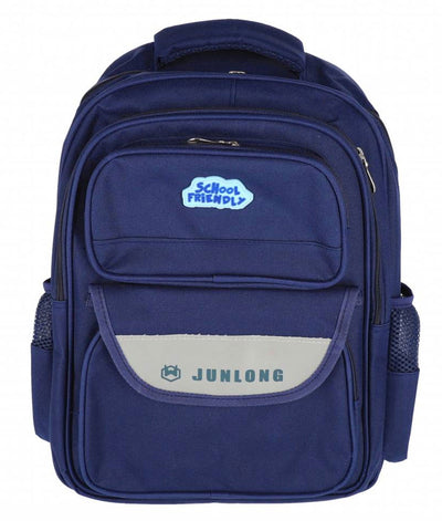 Ghiozdan scolar Pigna bleumarin pentru clasele 1-4 cu 4 compartimente 2 fermoare bretele captusite si buzunare laterale 42 cm