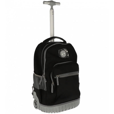 Ghiozdan troller scolar Pigna model Strong negru 48 cm cu maner telescopic roti rezistente si compartimente multiple pentru rechizite