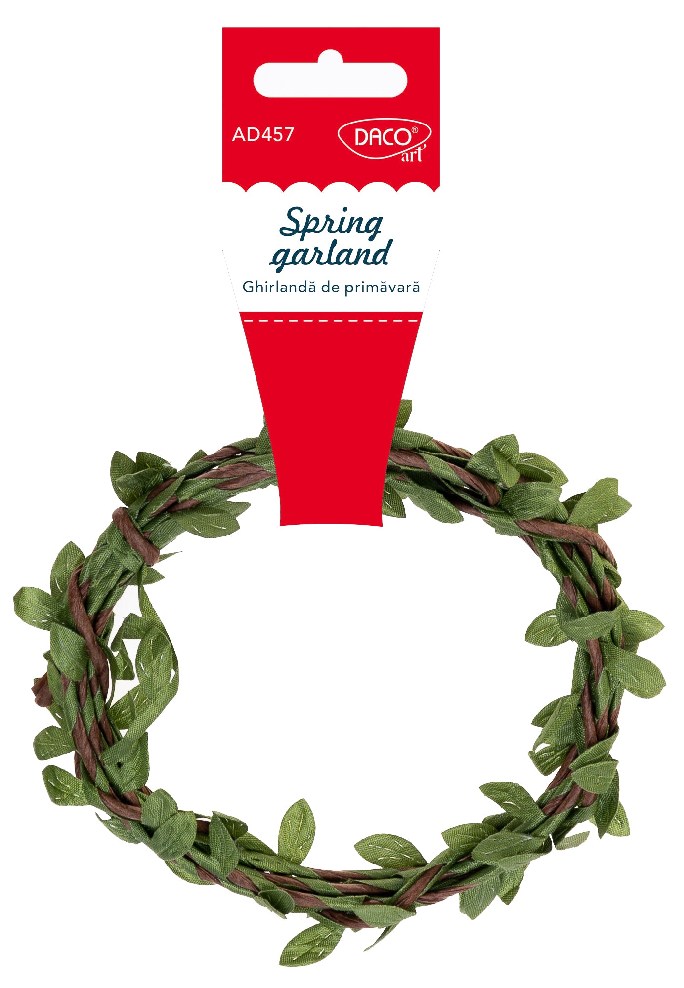 Ghirlandă decorativă de primăvară Dacoart, lungime 2 m, culoare verde, ideală pentru decoruri interioare, evenimente festive și amenajări naturale.