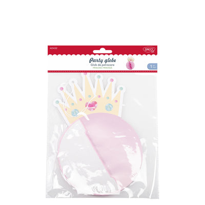 Glob decorativ de petrecere cu design prințesă Dacoart, accesorizat cu coroniță din carton, ideal pentru decoruri de aniversări și evenimente tematice