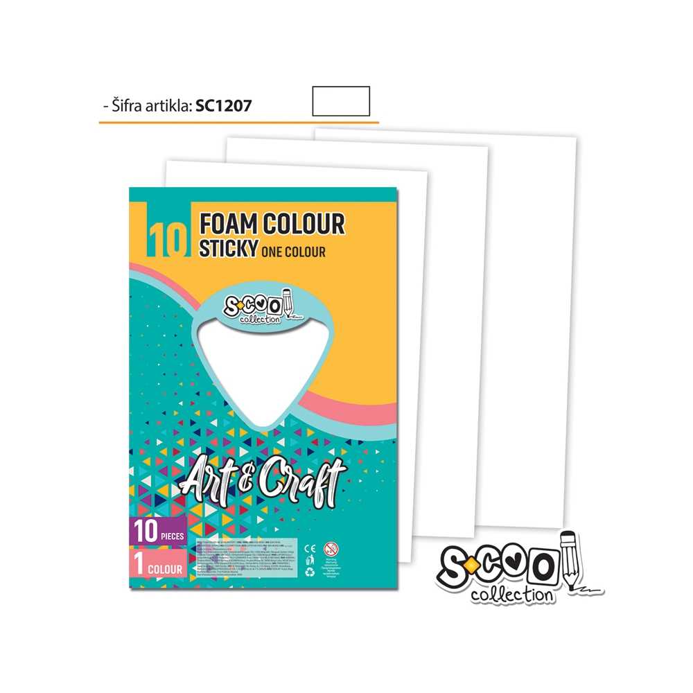 Set de 10 coli de hârtie burețată (spumă EVA) albă, autoadezivă, format A4 pentru proiecte handmade