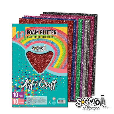 Hartie buretata, glitter, 10 culori/set, 20x30 cm - S-COOL
