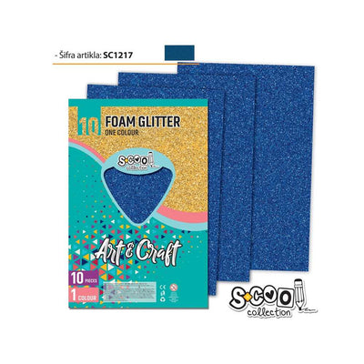 Hartie buretata, glitter, albastra, 10 buc/set, 20x30 cm - S-COOL