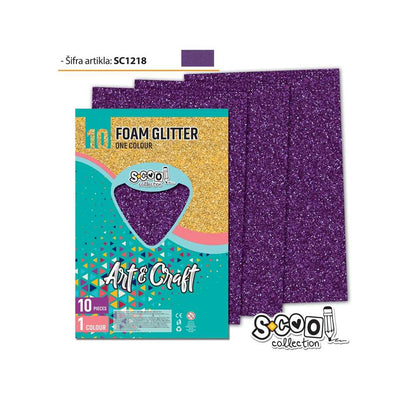 Hartie buretata, glitter, violet, 10 buc/set, 20x30 cm - S-COOL
