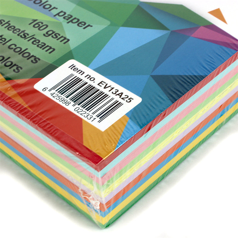 Carton Color A4, 160 Gr, 250 coli/top, 10 Culori (5 pastel, 5 intens), Evoffice