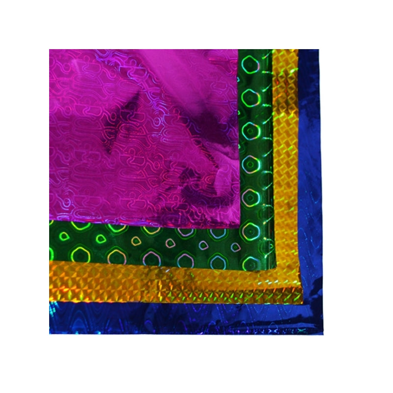 Coli de hârtie de împachetare metalizată 50x70 cm în diverse culori, set de 100 bucăți, ideale pentru cadouri elegante.