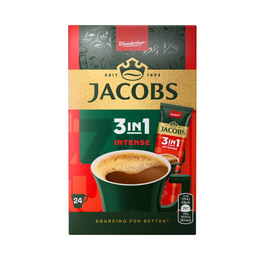Cafea solubila Jacobs 3in1 Intense, 24 plicuri x 11.1 g