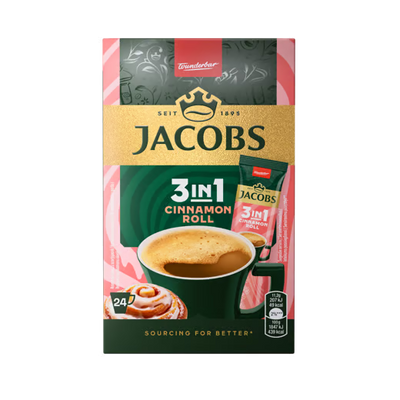 Cafea solubila Jacobs 3in1 Cinnamon Roll, 24 plicuri x 11,2 g