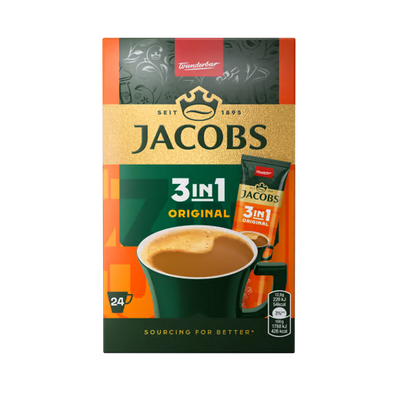 Cafea solubila Jacobs 3in1 Original, 24 plicuri x 12,6 g