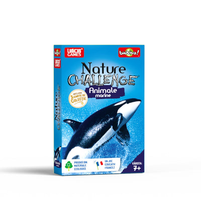 Joc educativ de cărți Bioviva Nature Challenge Animale Marine pentru copii cu 36 de carti ilustrate.