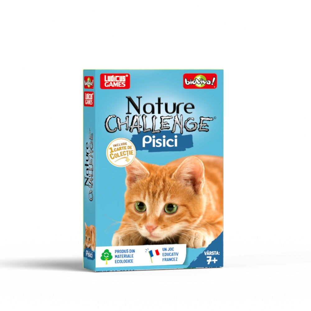 Joc educativ de cărți Bioviva Nature Challenge Pisici pentru copii cu 36 de carti ilustrate