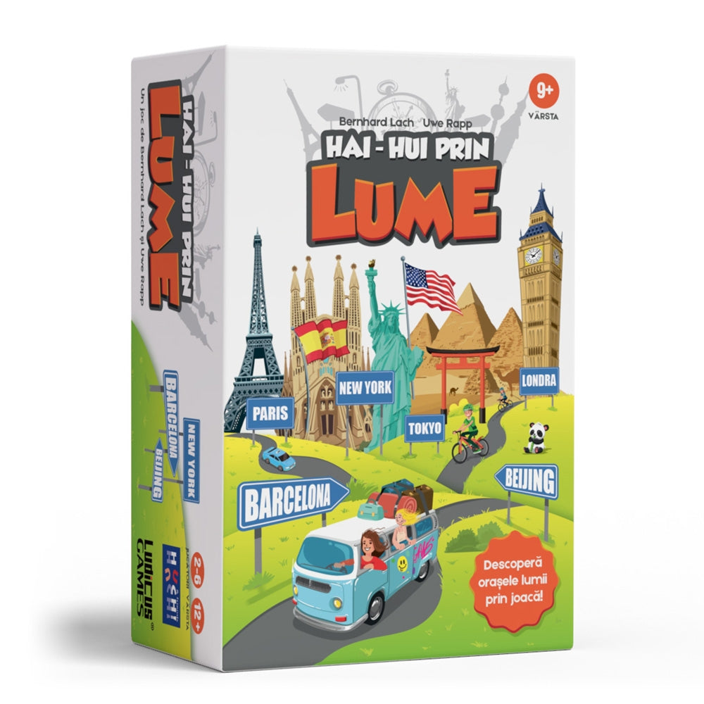 Joc educativ de geografie Hai Hui prin lume HUCH cu 178 de carduri de locație globală și pietre prețioase.