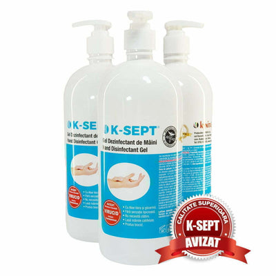 Dezinfectant de maini gel 75% alcool K-sept  1l cu pompita