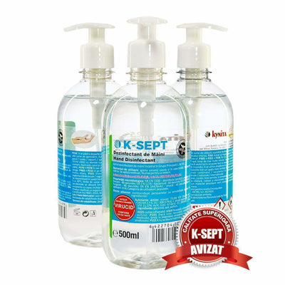 Dezinfectant de maini solutie 75% alcool K-sept 500ml cu pompita