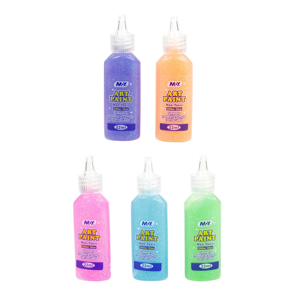 Lipici Glitter 3D, 5 Culori/Set - Toi-Toys