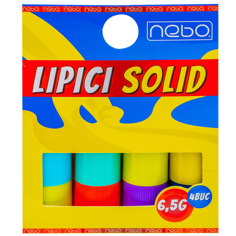 Lipici solid, roz cu sclipici, 4x6.5g - NEBO