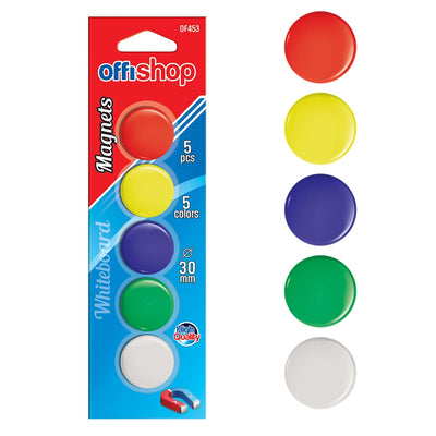 Magneti color, rotunzi, 30 mm, 5 buc/set - OFFISHOP