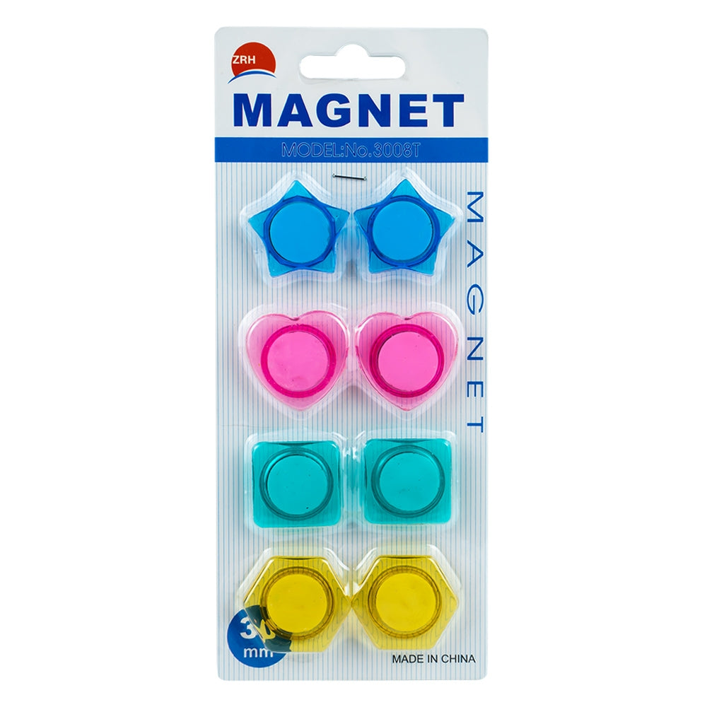 Magneti color, diverse forme, 30mm, 8 buc/set