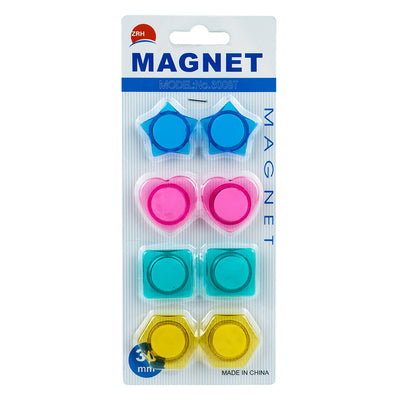 Magneti color, diverse forme, 30mm, 8 buc/set