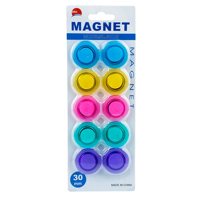 Magneti color, rotunzi, plati, 30mm, 10 buc/set