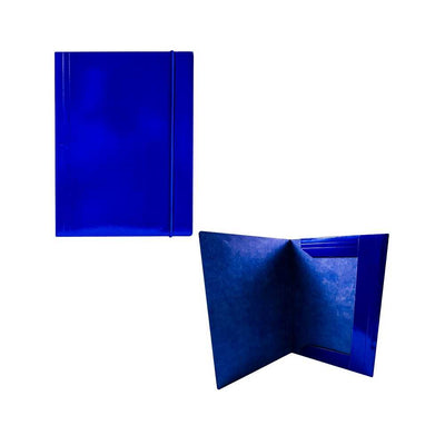 Mapa F4 cu elastic, din carton, 600 g/mp, albastra - OFFISHOP