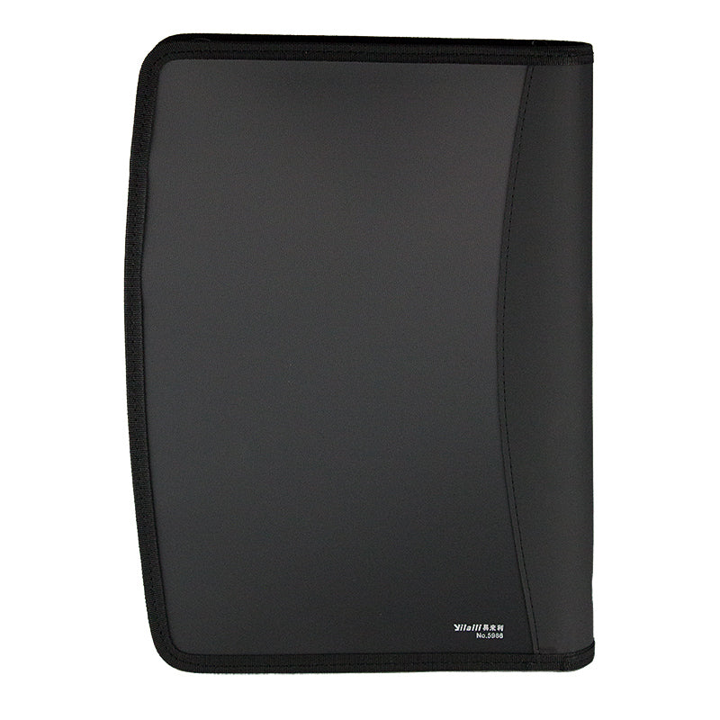 Mapa plastic neagra A4 cu fermoar si multiple compartimente EVOffice
