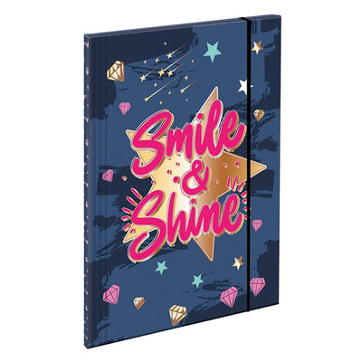 Mapa premium, cu sclipici, Smile Shine, inchidere cu elastic 23.5x31.5 cm S-COOL