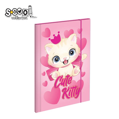 Mapa premium, efect holografic, CUTE KITTY, inchidere cu elastic 23.5x31.5 cm - S-COOL