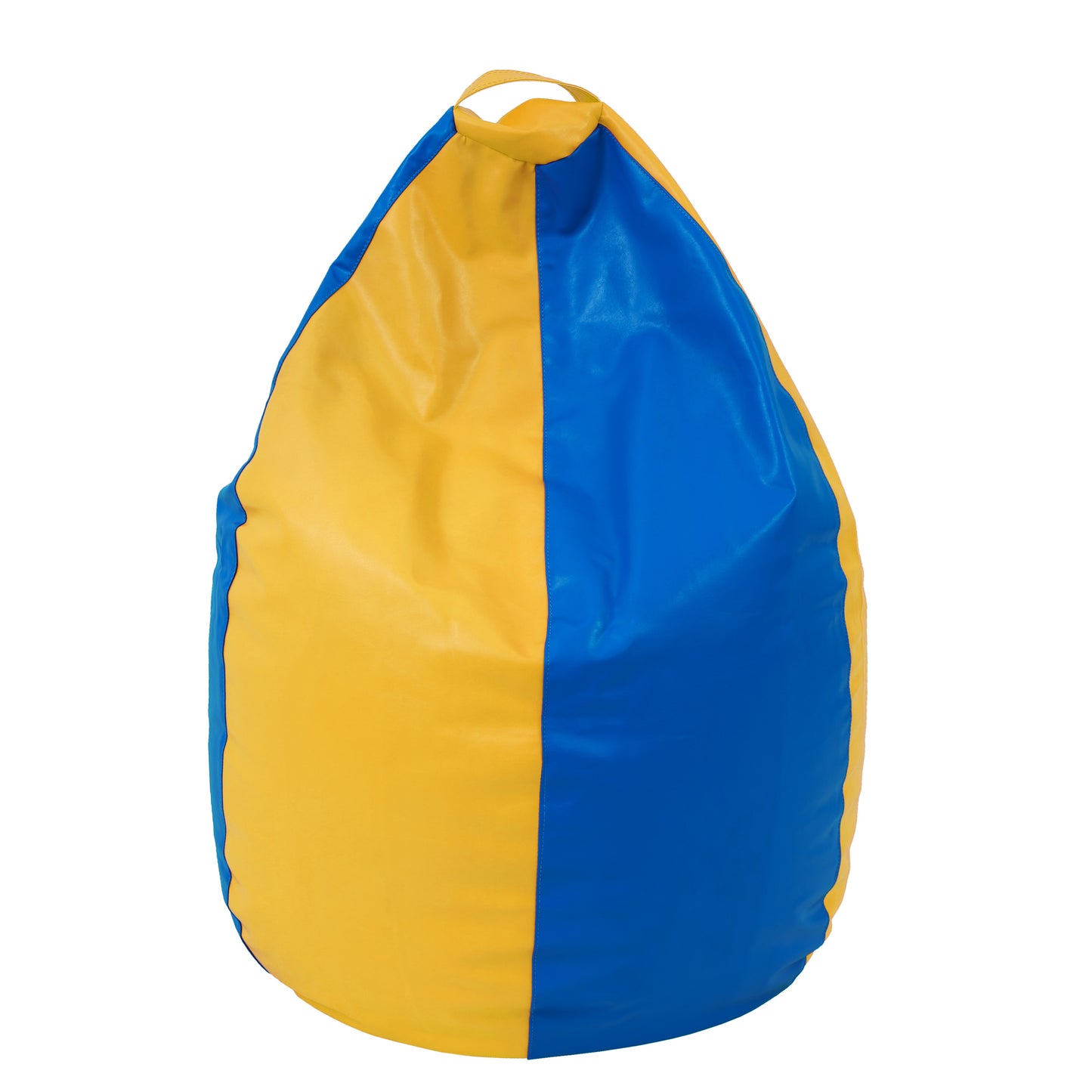 Fotolii puf Mara - imitatie piele - galben/albastru