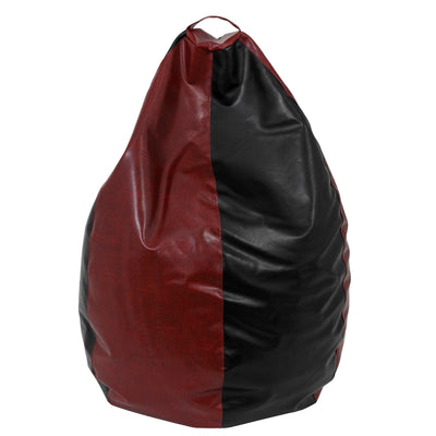 Fotolii puf Mara - imitatie piele - bordo/negru