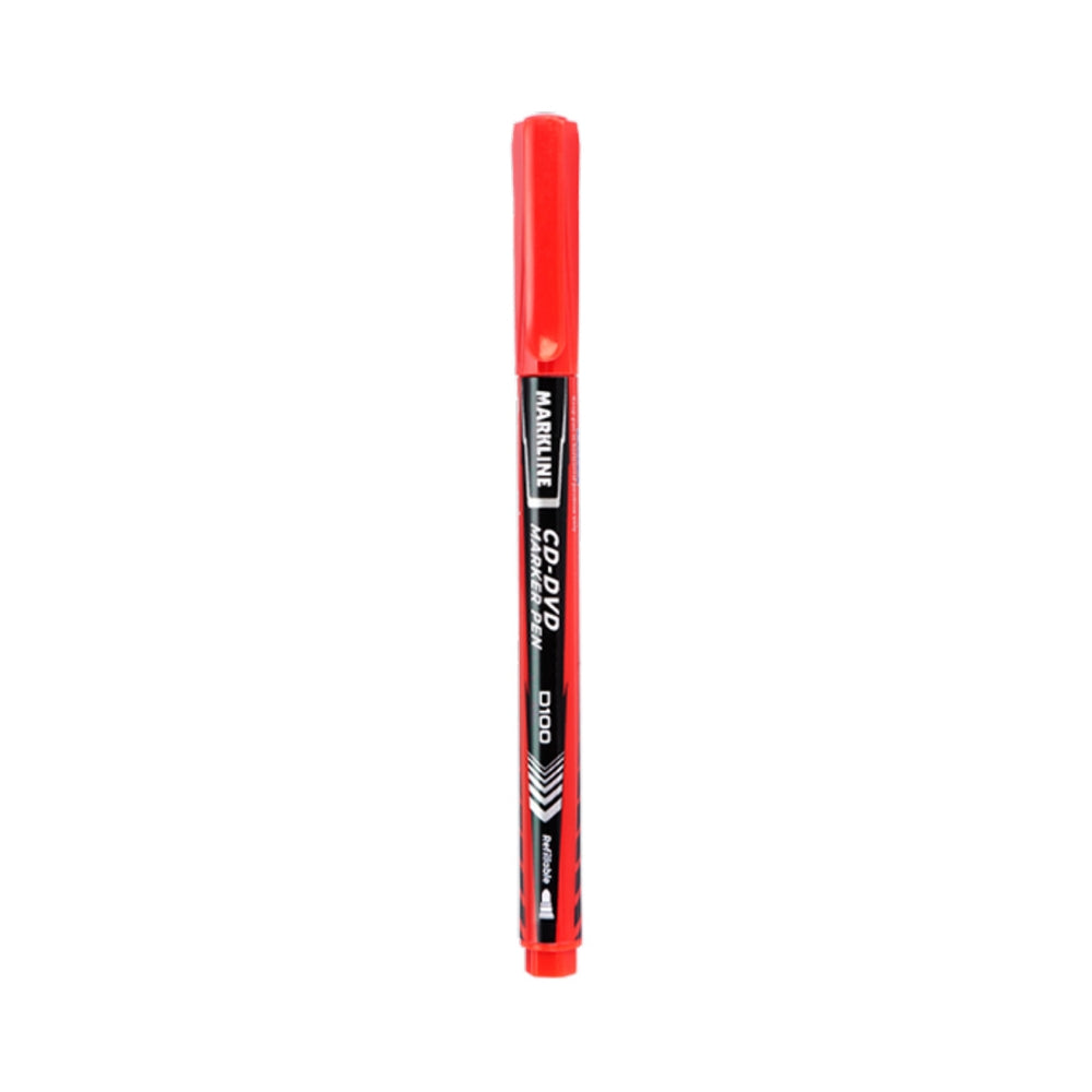 Marker permanent CD/DVD LINC Markline rosu varf ultra-fin scriere precizie pe orice suprafata rezistenta 24h fara capac