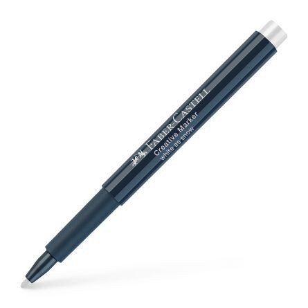 Marker creativ alb Faber-Castell 1.5 mm pentru sticla ceramica metal si hartie neagra