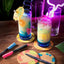 Marker creativ albastru neon Faber-Castell pentru sticla plastic metal pluta si piatra