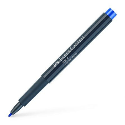 Marker creativ albastru neon Faber-Castell pentru sticla plastic metal si piatra