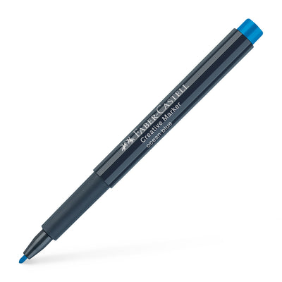 Marker creativ albastru ocean Faber-Castell 1.5 mm pentru ceramica sticla si metal