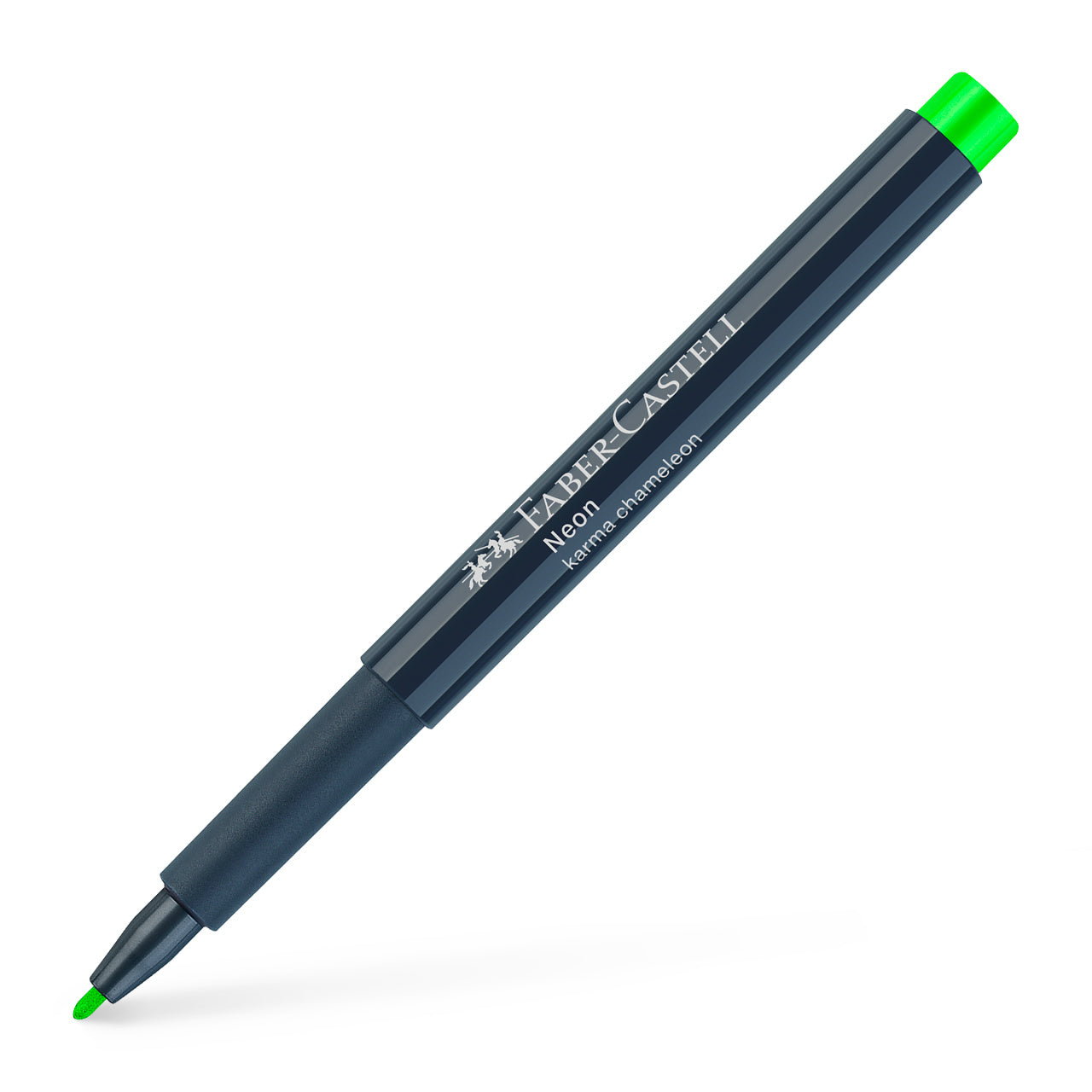Marker creativ verde neon Faber-Castell 1.5 mm pentru sticla plastic metal si piatra