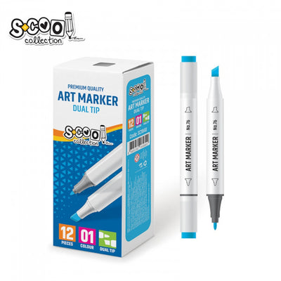 Marker cu 2 capete, 6mm/3mm, Albastru deschis - S-COOL